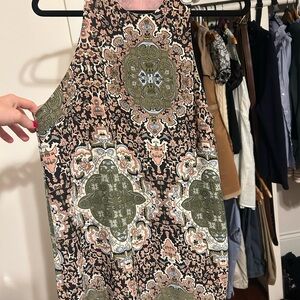 Olivaceous Multicolor Patterned Shift Dress